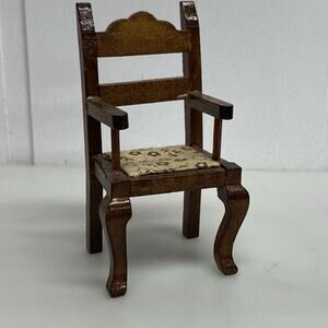 Vintage Concord Miniature Dollhouse Arm Chair 1:12 Wood Flowers